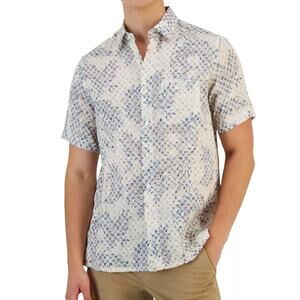 Club Room Men's Leaf Print 100% Linen Luxury Short-Sleeve Vacation Shirt XXL NWT